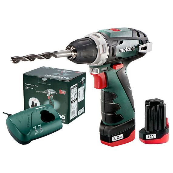 Дриль-шуруповерт акум. METABO PowerMaxx BS Basic, 12v, 2шт*2,0Ам/год, картон, зарядний пристрій LC12