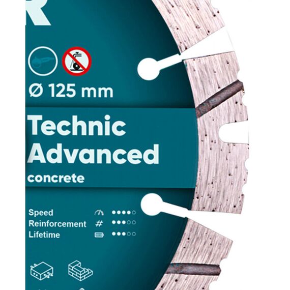 Круг алмазный отрезной, бетон 1A1RSS/C3 125x2,2/1,4x11x22,23- 10-HIT Technic Advanced, изображение 2