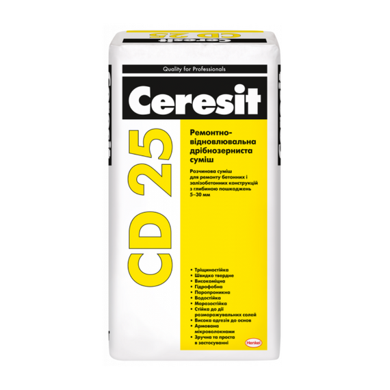Ceresit CD 25 (25кг) Дрібно-зерниста ремонтно-відновлювальна суміш від 5 до 30мм