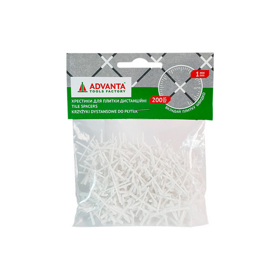 Хрестики для плитки дистанційні 1 мм ADVANTA, 200 шт/пач
