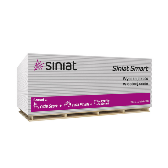 SINIAT SMART Плиты гипсокартонные обычные 12,5X1200X2500 (68 шт/пал.)