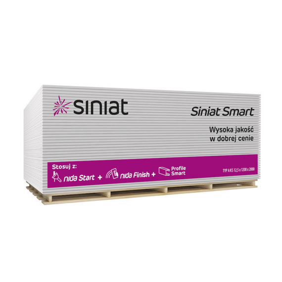 SINIAT SMART Плиты гипсокартонные обычные 9,5X1200X2500 (76 шт/пал.)