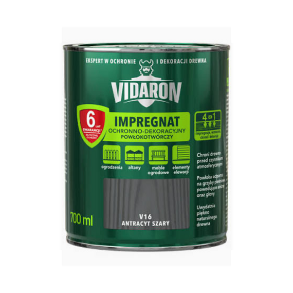 Импрегнат для древесины VIDARON IMPREGNAT серый антрацит матовый V16 700мл