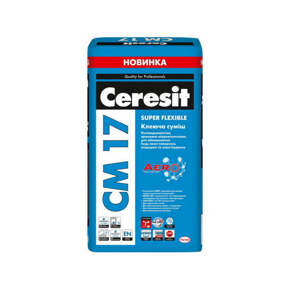 Ceresit СМ 17 AERO (25кг) Високоєластична клеюча суміш AERO Super Flexible