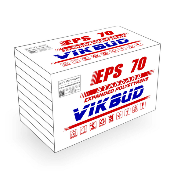 Пінопласт EPS 70 1000*500*80 мм (13 кг/м3)