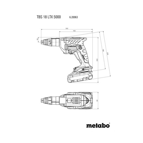 Акумуляторний шуруповерт для гіпсокартону TBS 18 LTX BL 5000 18V 2x2Ah LiPOWER; Зарядний пристрій SC, зображення 4