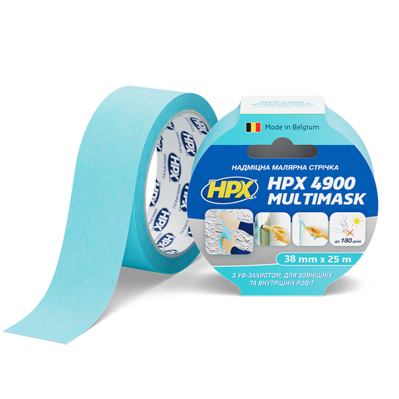 Малярна стрічка фасадна HPX4900 MULTIMASK 120C 38мм х 25м ціановий (9шт/пак)