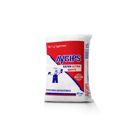Шпаклівка гіпсова Saten Ultra White Aygips (25 кг) (60шт/бег)
